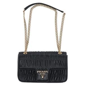 Prada Nappa Gaufre black leather chain shoulder bag
